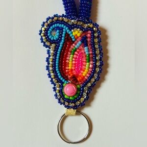 Tulip Beaded Wristlet Keychain